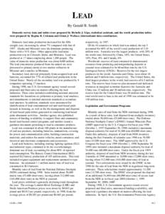 LEAD By Gerald R. Smith Domestic survey data and tables were prepared by Richelle J. Gipe, statistical assistant, and the world production tables