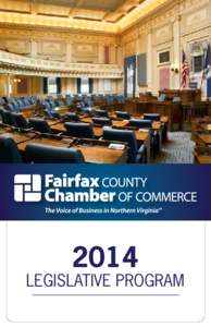 2014  LEGISLATIVE PROGRAM CHAMBER CONTACTS Fairfax County Chamber of Commerce