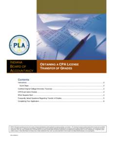 INDIANA BOARD OF ACCOUNTANCY OBTAINING A CPA LICENSE TRANSFER OF GRADES