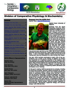 Division of Comparative Physiology & Biochemistry Contents Message from the DCPB Chair Stephen Secor, 