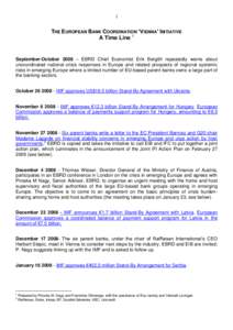 1  THE EUROPEAN BANK COORDINATION ‘VIENNA’ INITIATIVE A Time Line 1  September-October 2008 – EBRD Chief Economist Erik Berglöf repeatedly warns about