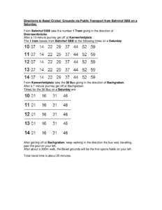 Directions to Basel Cricket  Grounds via Public Transport from Bahnhof SBB on a Saturday