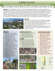 SUMMARY FACTSHEET TRUCKEE MEADOWS (RENO-SPARKS, NV) – URBAN TREE CANOPY ASSESSMENT UTC Objectives