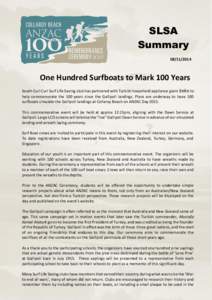 SLSA Summary[removed]One Hundred Surfboats to Mark 100 Years South Curl Curl Surf Life Saving club has partnered with Turkish household appliance giant beko to