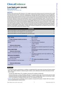 Low back pain (acute) Search date May 2007 Greg McIntosh and Hamilton Hall ABSTRACT INTRODUCTION: Low back pain (LBP) affects about 70% of people in resource-rich countries at some point. Acute low back pain is usually p