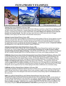 FLTFA PROJECT EXAMPLES  Hells Canyon Wilderness, AZ City of Rocks National Reserve, ID