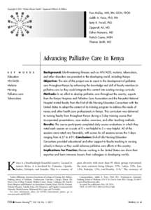 Hospice / Palliative care / Journal of Palliative Medicine / Nursing / American Academy of Hospice and Palliative Medicine / William Breitbart / Medicine / Health / Palliative medicine
