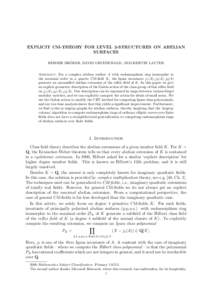 EXPLICIT CM-THEORY FOR LEVEL 2-STRUCTURES ON ABELIAN SURFACES ¨ REINIER BROKER, DAVID GRUENEWALD, AND KRISTIN LAUTER Abstract. For a complex abelian surface A with endomorphism ring isomorphic to