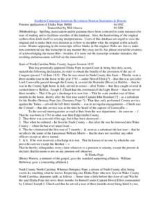 Southern Campaign American Revolution Pension Statements & Rosters Pension application of Elisha Pope S8888 fn14NC Transcribed by Will Graves[removed]Methodology: Spelling, punctuation and/or grammar have been corrected