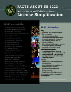 FACTS ABOUT SB 1223 Arizona Game and Fish Commission License Simplification SB 1223 is supported by: •	 Arizona BASS Federation Nation