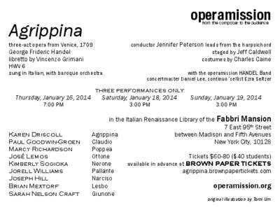 operamission  Agrippina from the composer to the audience