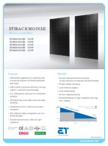 ET BLACK MODULE Monocrystalline ET-M660255BB ET-M660250BB ET-M660245BB ET-M660240BB