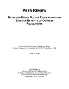 Background Material: [removed]Peer Review: Proposed Diesel Sulfur Regulations and Emissions Benefits