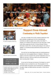 Gathered around the dinner table at the Little Lambs Camp.  Last year on October 24 the UCCJ received noticed that it had been awarded a sizeable grant from the United Methodist The “bento” lunch gather at Hearful To