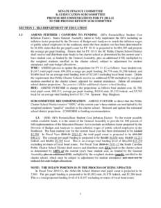 SENATE FINANCE COMMITTEE K-12 EDUCATION SUBCOMMITTEE PROVISO RECOMMENDATIONS FOR FY[removed]TO THE PROVISO REVIEW SUBCOMMITTEE SECTION 1 - H63-DEPARTMENT OF EDUCATION 1.3