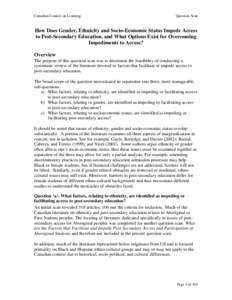 Factors Facilitating and Impeding Access to Post-Secondary Education –  Question Scan