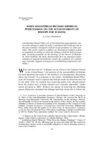 Theological Studies[removed]WHEN MAGISTERIUM BECOMES IMPERIUM: PETER DAMIAN ON THE ACCOUNTABILITY OF BISHOPS FOR SCANDAL