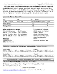 Oregon Department of Human Services  Aging and People With Disabilities NATIONAL AGING PROGRAM INFORMATION SYSTEMS (NAPIS) REGISTRATION FORM