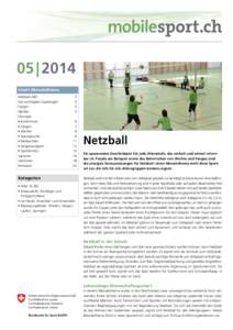 05 | 2014 Inhalt Monatsthema Netzball-ABC Die wichtigsten Spielregeln 	 Fangen 	 Werfen