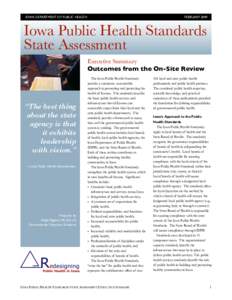 IOWA DEPARTMENT OF PUBLIC HEALTH
  FEBRUARY 2009 Iowa Public Health Standards State Assessment