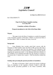 Paper for the Committee on Rules of Procedure meeting