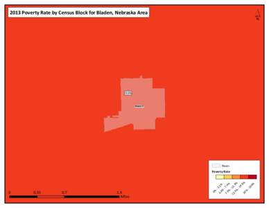 ´  2013 Poverty Rate by Census Block for Bladen, Nebraska Area 13.6%