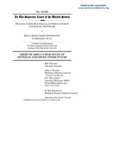 Amicus curiae / John J. Bursch / Supreme Court of the United States / Lemon v. Kurtzman / Watson v. Jones / Geary v. Visitation of Blessed Virgin Mary School / Law / Religion in the United States / Ministerial exception