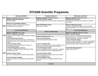 STC2005 Scientific Programme Monday, September 5 9:00 10:00