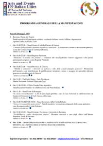 PROGRAMMA GENERALE DELLA MANIFESTAZIONE  Venerdì 28 maggio 2010 •  Ravenna, Piazza del Popolo