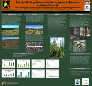 Factors Driving Pinus contorta Invasions in Montana and New Zealand. Authors: Hannah Funke, Department of Forestry, Salish Kootenai College, Pablo, MT. Bruce Maxwell and Kimberley Taylor, Department of Land and Environme