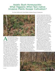 Asiatic Bush Honeysuckle: What Happens When Non-native Invasive Plants Escape Cultivation? By Dana McReynolds, Forest Health, Alabama Forestry Commission  A