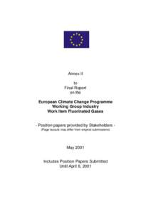 Annex II to Final Report on the European Climate Change Programme Working Group Industry