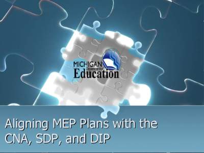 Aligning MEP Plans with the CNA, SDP, and DIP David Gray,  Regional Consultant