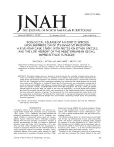 JNAH  ISSN[removed]The Journal of North American Herpetology