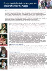 Protecting infants in emergencies: Information for the Media Kent Page, UNICEF, DRC, 2003. “