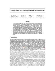Group Norm for Learning Latent Structural SVMs  Daozheng Chen UMD, College Park  Dhruv Batra