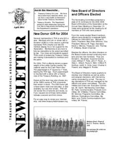 Inside this Newsletter...  NEWSLETTER TREASURY HISTORICAL ASSOCIATION