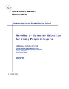 Benefits of Sexuality Education for Young People in Nigeria