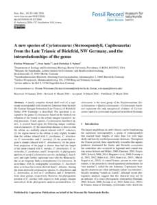 Foss. Rec., 19, 83–100, 2016 www.foss-rec.netdoi:fr © Author(sCC Attribution 3.0 License.  A new species of Cyclotosaurus (Stereospondyli, Capitosauria)