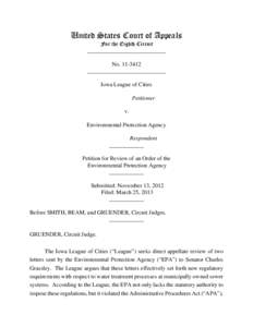 United States Court of Appeals For the Eighth Circuit ___________________________ No[removed]___________________________ Iowa League of Cities