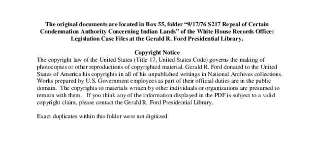 [removed]S217 Repeal of Certain Condemnation Authority Concerning Indian Lands