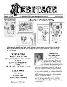 Volume 32 No 1  A Publication of the Tustin Area Historical Society Feb./Mar. 2007
