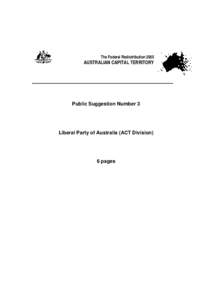 The Federal Redistribution 2005 AUSTRALIAN CAPITAL TERRITORY, Suggestion Number Three
