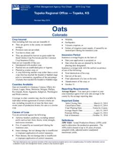 Topeka Regoinal Office Colorado Oats Fact Sheet