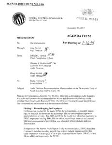 AGENDA DOCUMENT NO[removed]FEDERAL ELECTION COMMISSION WASHINGTON, D.C[removed]Z0/30!:C23 PN 2=0 3