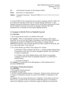 6JSC/EURIG/Discussion/5/LC response September 30, 2013 Page 1 of 2 To:  Joint Steering Committee for Development of RDA