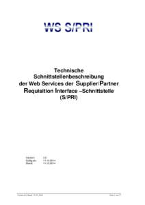 Technische Schnittstellenbeschreibung der Web Services der Supplier/Partner Requisition Interface –Schnittstelle (S/PRI)