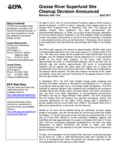 Grasse River / Polychlorinated biphenyl / Superfund / United States Environmental Protection Agency / Environmental remediation / Dredging / Kalamazoo Superfund Site / Montrose Chemical Corporation of California / Pollution / Environment / Soil contamination