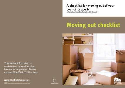 A checklist for moving out of your council property Information from Southampton City Council Moving out checklist