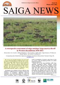 Published by the Saiga Conservation Alliance  Issue 14, WinterSAIGA NEWS